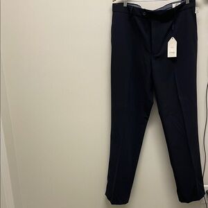 Men's Dark Navy Dress Pants - Tailored Flat Front Ballin Total Comfot 38 x 34